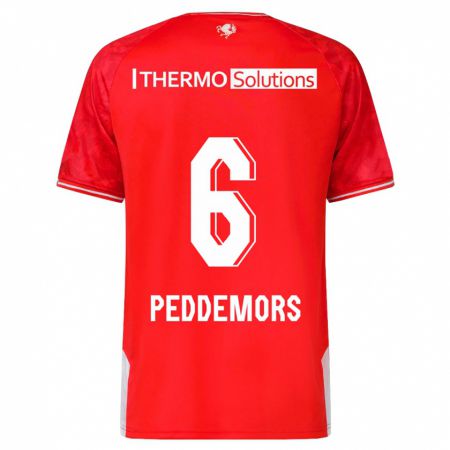 Kandiny Bambino Maglia Ella Peddemors #6 Rosso Kit Gara Home 2023/24 Maglietta