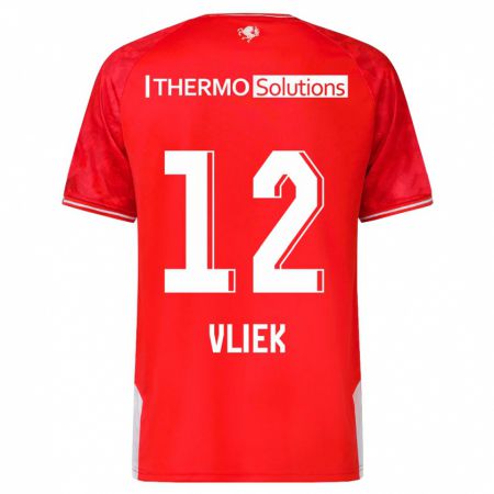 Kandiny Kinderen Leonie Vliek #12 Rood Thuisshirt Thuistenue 2023/24 T-Shirt België