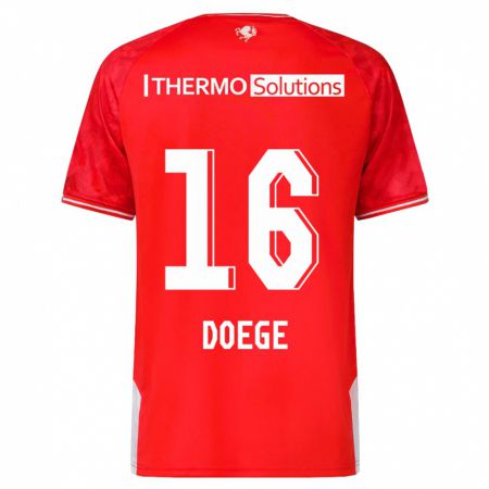 Kandiny Kinderen Leonie Doege #16 Rood Thuisshirt Thuistenue 2023/24 T-Shirt België