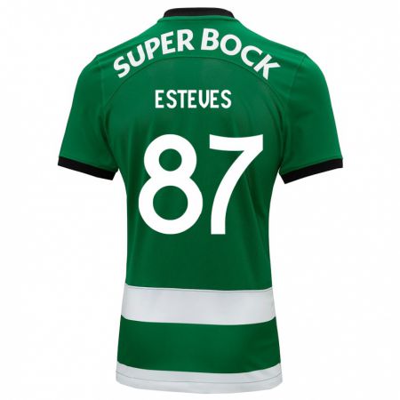 Kandiny Bambino Maglia Gonçalo Esteves #87 Verde Kit Gara Home 2023/24 Maglietta