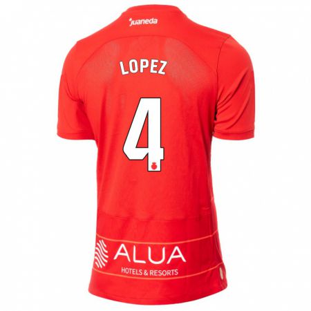 Kandiny Kinderen David López #4 Rood Thuisshirt Thuistenue 2023/24 T-Shirt België