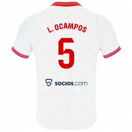 Kandiny Bambino Maglia Lucas Ocampos #5 Bianco Kit Gara Home 2023/24 Maglietta