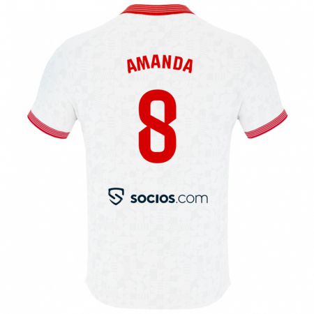 Kandiny Niño Camiseta Amanda Sampedro Bustos #8 Blanco 1ª Equipación 2023/24 La Camisa México