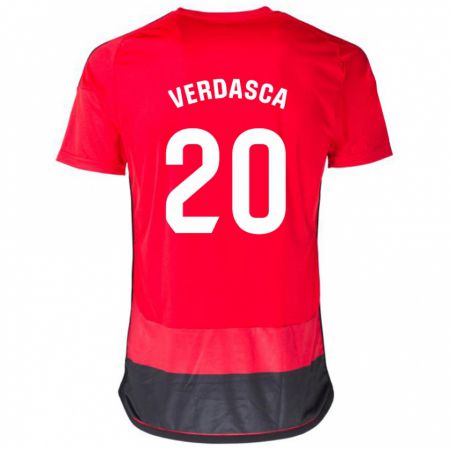 Kandiny Kinderen Diogo Verdasca #20 Rood Zwart Thuisshirt Thuistenue 2023/24 T-Shirt België