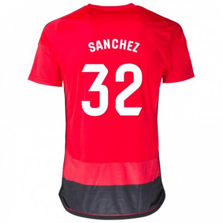 Kandiny Niño Camiseta Rubén Sánchez #32 Negro Rojo 1ª Equipación 2023/24 La Camisa