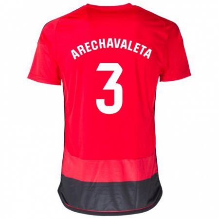 Kandiny Niño Camiseta Jorge Arechavaleta #3 Negro Rojo 1ª Equipación 2023/24 La Camisa México