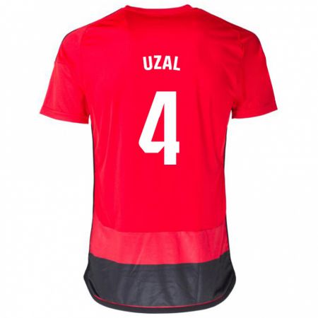 Kandiny Niño Camiseta Yeray Uzal #4 Negro Rojo 1ª Equipación 2023/24 La Camisa