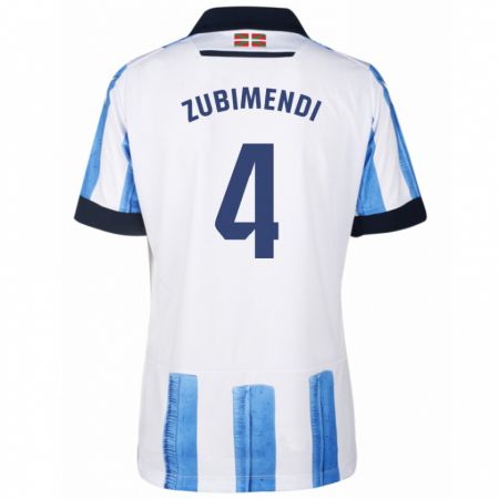 Kandiny Kinderen Martín Zubimendi #4 Blauw Wit Thuisshirt Thuistenue 2023/24 T-Shirt België