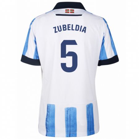 Kandiny Kinderen Igor Zubeldia #5 Blauw Wit Thuisshirt Thuistenue 2023/24 T-Shirt België