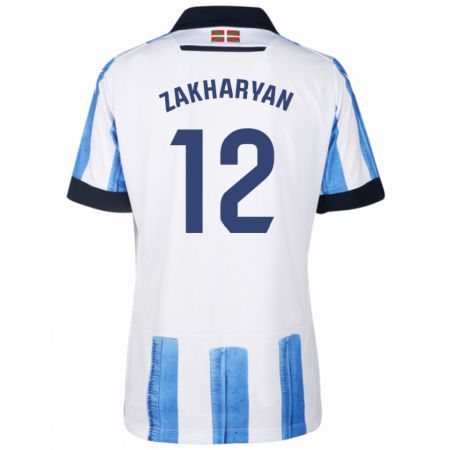 Kandiny Bambino Maglia Arsen Zakharyan #12 Blu Bianco Kit Gara Home 2023/24 Maglietta