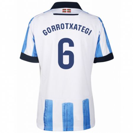 Kandiny Bambino Maglia Jon Gorrotxategi #6 Blu Bianco Kit Gara Home 2023/24 Maglietta