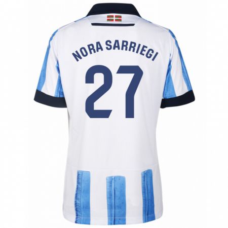 Kandiny Kinderen Nora Sarriegi Galdos #27 Blauw Wit Thuisshirt Thuistenue 2023/24 T-Shirt België