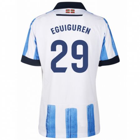 Kandiny Bambino Maglia Intza Eguiguren Beraza #29 Blu Bianco Kit Gara Home 2023/24 Maglietta