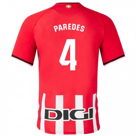 Kandiny Kinderen Aitor Paredes #4 Rood Thuisshirt Thuistenue 2023/24 T-Shirt België