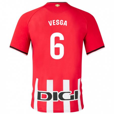 Kandiny Kinder Mikel Vesga #6 Rot Heimtrikot Trikot 2023/24 T-Shirt Österreich