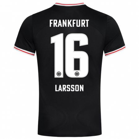 Kandiny Kinder Hugo Larsson #16 Schwarz Auswärtstrikot Trikot 2023/24 T-Shirt Österreich