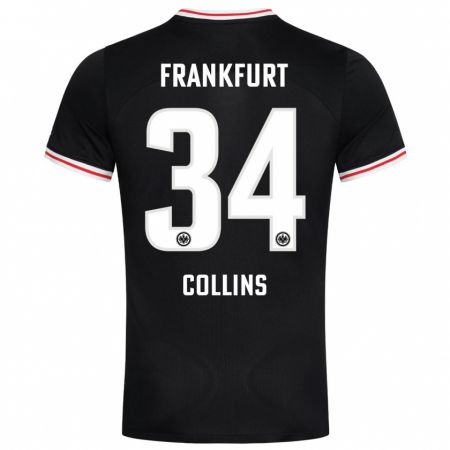 Kandiny Bambino Maglia Nnamdi Collins #34 Nero Kit Gara Away 2023/24 Maglietta