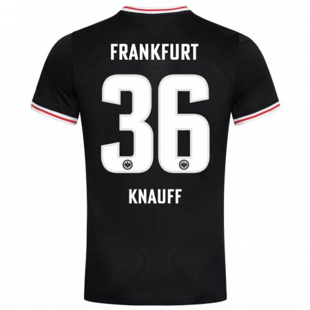 Kandiny Bambino Maglia Ansgar Knauff #36 Nero Kit Gara Away 2023/24 Maglietta