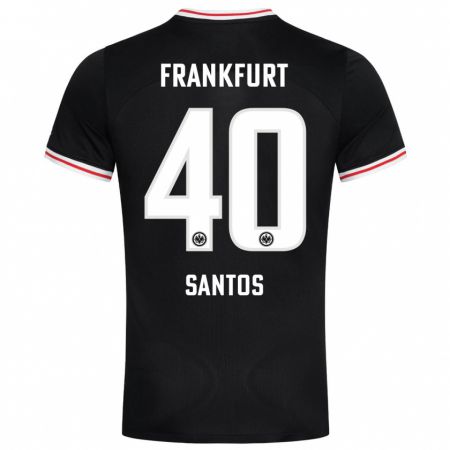 Kandiny Bambino Maglia Kauã Santos #40 Nero Kit Gara Away 2023/24 Maglietta