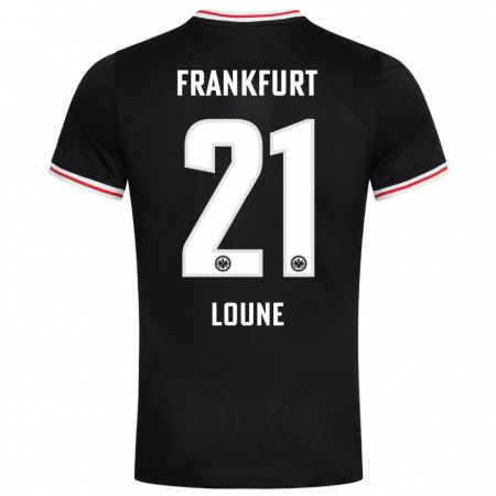 Kandiny Bambino Maglia Adam Loune #21 Nero Kit Gara Away 2023/24 Maglietta