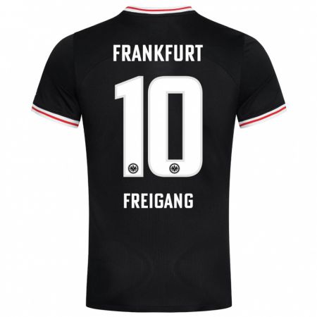 Kandiny Kinder Laura Freigang #10 Schwarz Auswärtstrikot Trikot 2023/24 T-Shirt Österreich