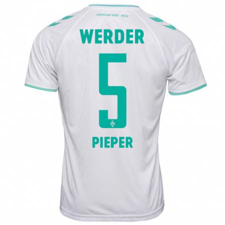 Kandiny Bambino Maglia Amos Pieper #5 Bianco Kit Gara Away 2023/24 Maglietta