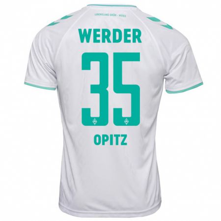 Kandiny Bambino Maglia Leon Opitz #35 Bianco Kit Gara Away 2023/24 Maglietta