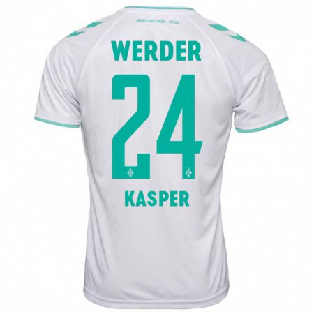 Kandiny Bambino Maglia Dominik Kasper #24 Bianco Kit Gara Away 2023/24 Maglietta