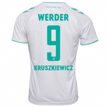 Kandiny Kinder Jakub Kruszkiewicz #9 Weiß Auswärtstrikot Trikot 2023/24 T-Shirt Österreich