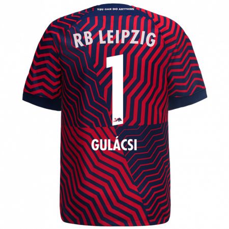 Kandiny Bambino Maglia Péter Gulácsi #1 Blu Rosso Kit Gara Away 2023/24 Maglietta