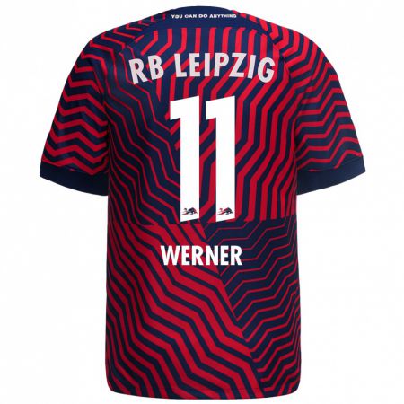 Kandiny Kinder Timo Werner #11 Blau Rot Auswärtstrikot Trikot 2023/24 T-Shirt Österreich