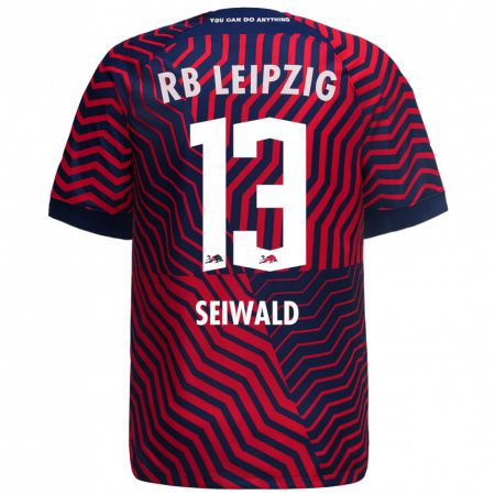 Kandiny Kinder Nicolas Seiwald #13 Blau Rot Auswärtstrikot Trikot 2023/24 T-Shirt Österreich