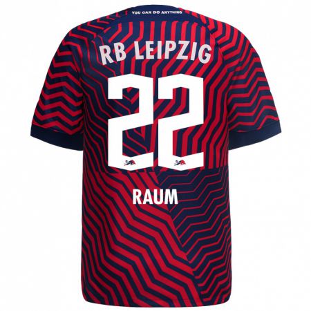 Kandiny Niño Camiseta David Raum #22 Azul Rojo 2ª Equipación 2023/24 La Camisa