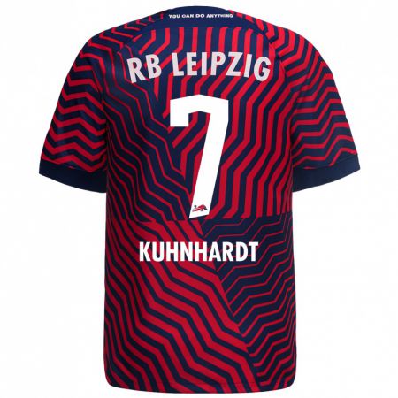 Kandiny Bambino Maglia Paul Kühnhardt #7 Blu Rosso Kit Gara Away 2023/24 Maglietta