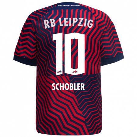 Kandiny Bambino Maglia Laurin Schößler #10 Blu Rosso Kit Gara Away 2023/24 Maglietta