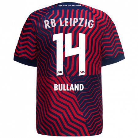 Kandiny Bambino Maglia Anton Bulland #14 Blu Rosso Kit Gara Away 2023/24 Maglietta