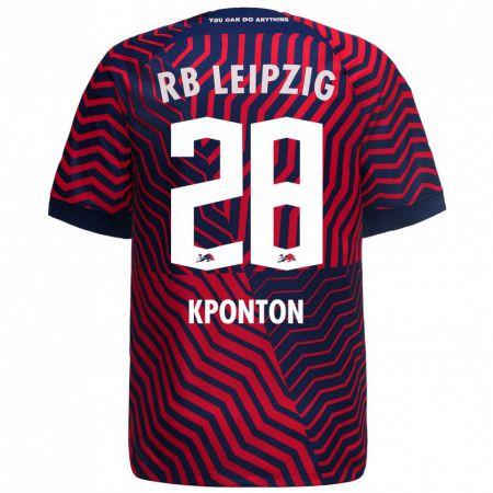 Kandiny Niño Camiseta Marwan Kponton #28 Azul Rojo 2ª Equipación 2023/24 La Camisa