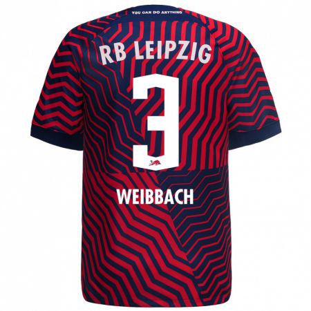 Kandiny Niño Camiseta Noah Weißbach #3 Azul Rojo 2ª Equipación 2023/24 La Camisa