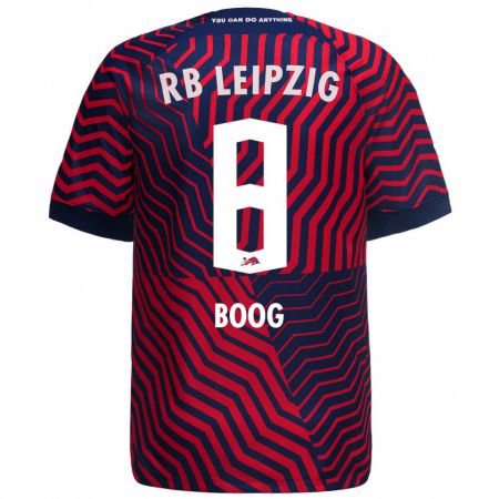 Kandiny Bambino Maglia Miguel Boog #8 Blu Rosso Kit Gara Away 2023/24 Maglietta