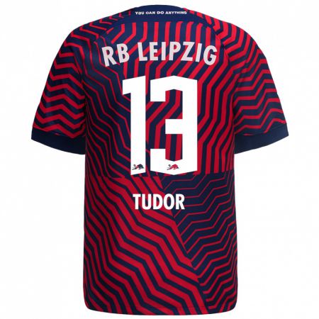 Kandiny Bambino Maglia Aaron Tudor #13 Blu Rosso Kit Gara Away 2023/24 Maglietta