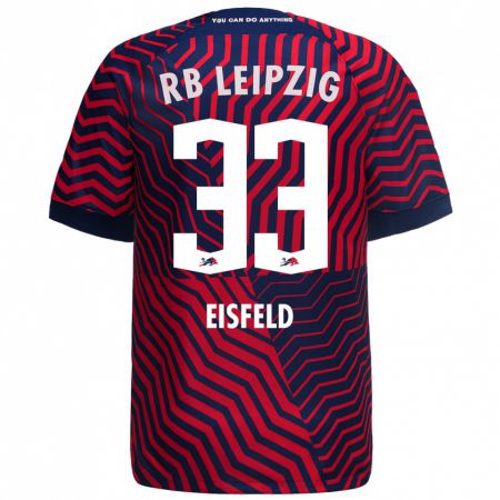 Kandiny Niño Camiseta Tom Eisfeld #33 Azul Rojo 2ª Equipación 2023/24 La Camisa