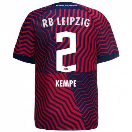 Kandiny Bambino Maglia Frederike Kempe #2 Blu Rosso Kit Gara Away 2023/24 Maglietta