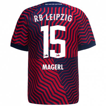 Kandiny Bambino Maglia Julia Magerl #15 Blu Rosso Kit Gara Away 2023/24 Maglietta