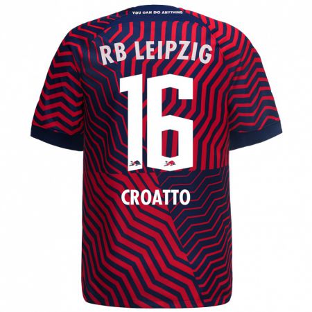 Kandiny Bambino Maglia Michela Croatto #16 Blu Rosso Kit Gara Away 2023/24 Maglietta