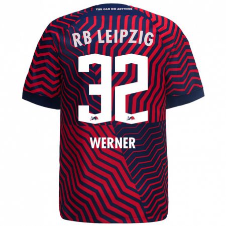 Kandiny Bambino Maglia Mia Werner #32 Blu Rosso Kit Gara Away 2023/24 Maglietta