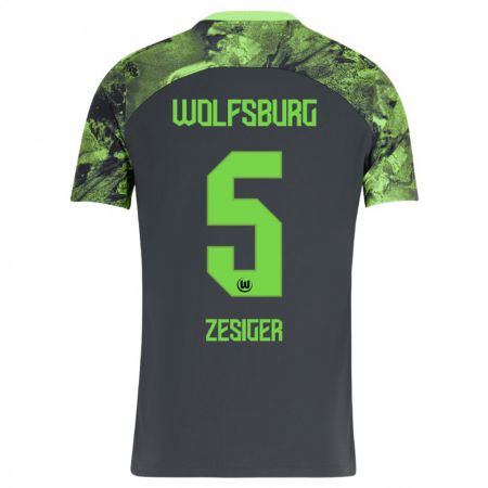 Kandiny Bambino Maglia Cédric Zesiger #5 Grigio Scuro Kit Gara Away 2023/24 Maglietta