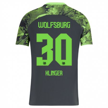 Kandiny Bambino Maglia Niklas Klinger #30 Grigio Scuro Kit Gara Away 2023/24 Maglietta