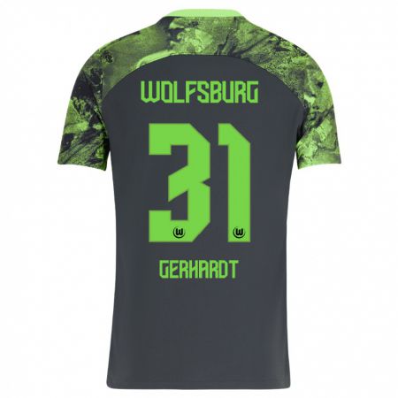 Kandiny Bambino Maglia Yannick Gerhardt #31 Grigio Scuro Kit Gara Away 2023/24 Maglietta