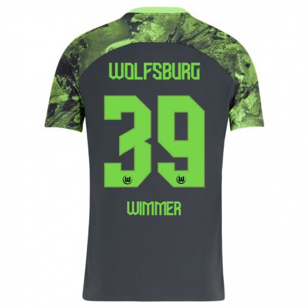 Kandiny Bambino Maglia Patrick Wimmer #39 Grigio Scuro Kit Gara Away 2023/24 Maglietta