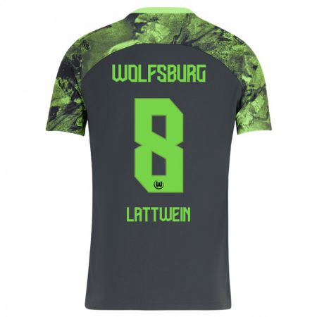 Kandiny Bambino Maglia Lena Lattwein #8 Grigio Scuro Kit Gara Away 2023/24 Maglietta